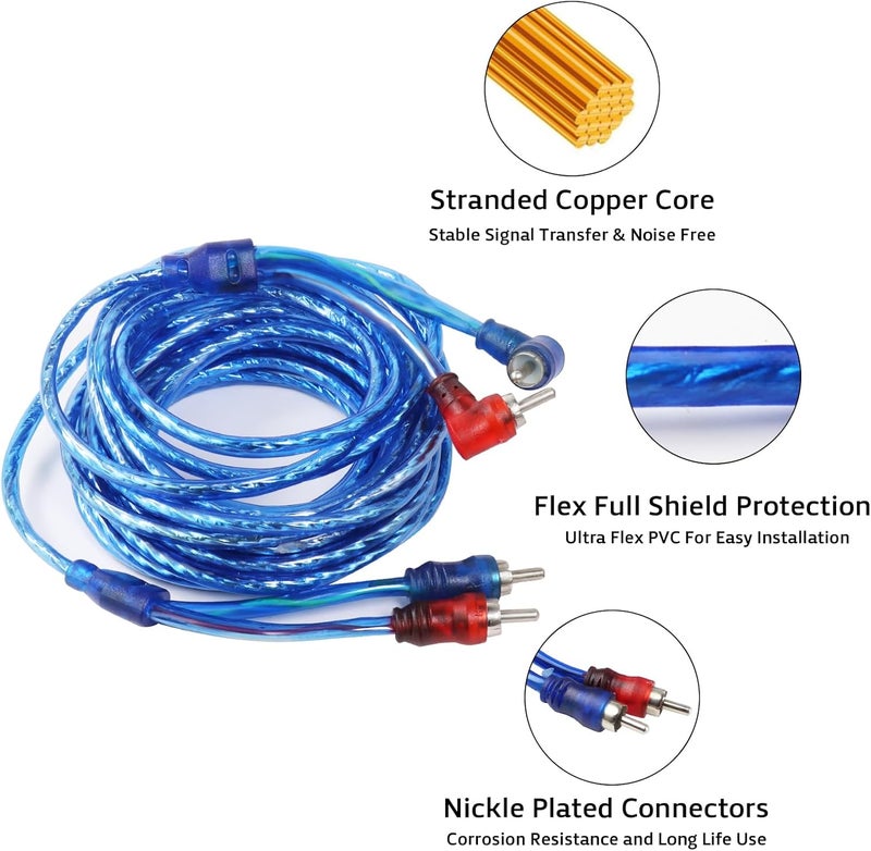 HBU 12 Gauge Amplifier Wiring Kit - 12 AWG Car Audio Complete Amp Install Kit with RCA Interconnect Cables & 60A AGU Inline Fuse - Truck, Boat, Trailer Radio Circuit Protection - Image 5